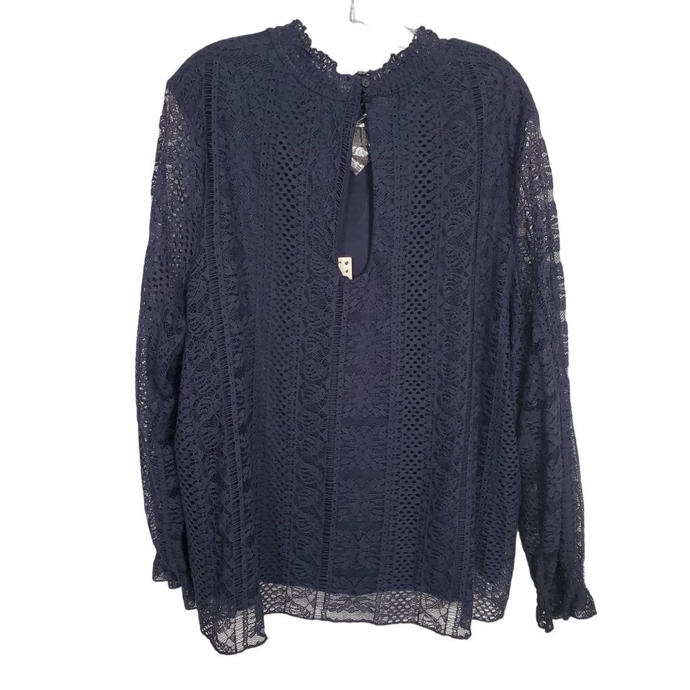Sheryl Crow NWT Plus Size 3X Top Open Lace Overlay Romantic Feminine Ruffle - Picture 3 of 8